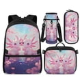 thumbnail image 1 of Yspwyqan Kids Backpack Set for Girls Ages 8-10, Cherry Blossom Axolotl Backpack and Lunchbox Set with Water Bottle Bag, Large Capacity Front Pocket Adjustable Straps Bookbags, 1 of 7