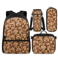 thumbnail image 1 of Yspwyqan Kids Backpack Set for Teens, Orange Capybara Backpack Set with Lunch Box Pencil Case for Girls, 17 Inch Front Pocket Daypack for High School Travel, 1 of 7