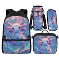 thumbnail image 1 of Yspwyqan Ocean Purple Axolotl Backpack Set 4Pcs with Lunch Box Pencil Case and Water Bottle Bag, 17 Inch Double Zipper Lightweight Bookbags Fits 14" Laptop for School Travel, 1 of 7