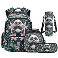 thumbnail image 1 of Yspwyqan Panda Floral Backpack Set for School Kids, Lunch Box Set 4Pcs Large Capacity Girls Backpack Padded Straps Front Pocket Trendy Daypack for Ages 8-15 Travel, 1 of 7