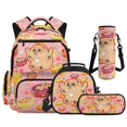 thumbnail image 1 of Yspwyqan Pink Fruit Capybara Backpack Set With Lunch Box Pencil Case Girl, 4Pcs 17 Inch Large Capacity Front Pocket Bookbag for Middle High School, 1 of 7