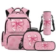 thumbnail image 1 of Yspwyqan Pink Polka Dot Bow School Backpack Set 4Pcs with Lunch Box Pencil Case Water Bottle Bag, 17 Inch Multi-Pocket Lightweight Bookbag for Elementary Middle School, 1 of 7