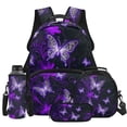 thumbnail image 1 of Yspwyqan Purple Glitter Butterfly Backpack Set for School Kids, Lunch Box Set 4Pcs Large Capacity Padded Straps Trendy Daypack for Ages 8-15 Travel, 1 of 7