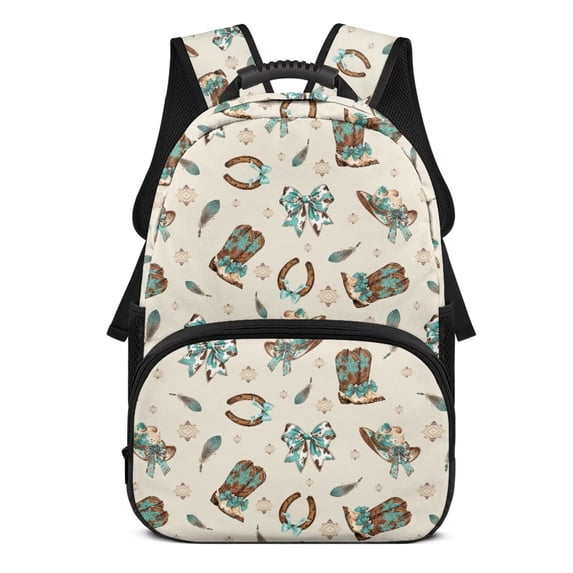 Yspwyqan School Backpack for Teens, Aztec Cowboy Bow Large Capacity Laptop Backpack, Double Zipper, Side Pockets, Casual Bookbag for High School College Travel