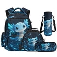 thumbnail image 1 of Yspwyqan Sea Blue Axolotl Backpack Set 4Pcs with Lunch Box Pencil Case Water Bottle, Multi-Pocket Lightweight Daypack for Elementary Middle School Travel, 1 of 7