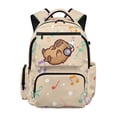 thumbnail image 1 of Yspwyqan Senior Kids Backpack, Music Capybara 17" Large Capacity Laptop Bookbag, Polka Dot 600D Backpack with Front Pocket Adjustable Straps for High School Hiking Camping, 1 of 7