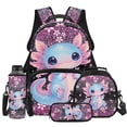 thumbnail image 1 of Yspwyqan Starry Axolotl Backpack Set for School, Pink Glitter Girls Backpack with Lunch Box Water Bottle, 17 Inch Large Capacity Adjustable Straps Daypack for Hiking, 1 of 7