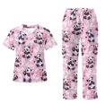 thumbnail image 1 of Yspwyqan Strawberry Panda Scrubs for Women Set, 2 Piece V-Neck Short Sleeve Scrub Top & Jogger Pants, Stretchy Breathable Uniforms with 6 Pockets for Vet Work, Size S, 1 of 7