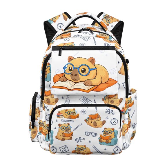 Yspwyqan Study Capybara Backpack for Boys Teen, 17" Lightweight Laptop Backpack, Front Pocket, Large Capacity Bags for School Supplies, Casual Purse for Elementary Travel