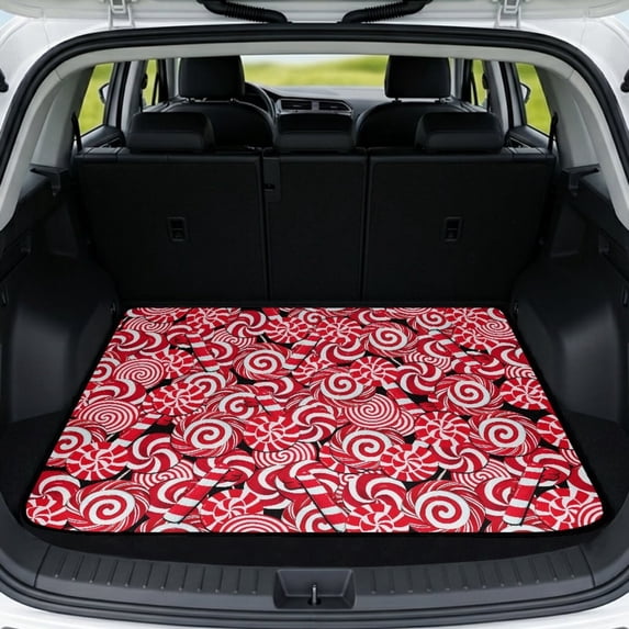 Yspwyqan Trunk Matt for SUV, Red Lollipop Print All Season Trunk Protection Cargo Liner, Portable Auto Interior Accessory Suitable for Most Sedans SUVs Wagons