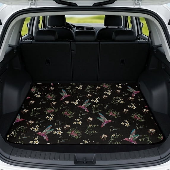 Yspwyqan Universal Car Trunk Liner, 29" x 39" All Weather Cargo Mat, Hummingbird Floral Anti-Slip Easy to Clean Auto Interior Accessory, Fit for Most SUV Sedan Wagon Models
