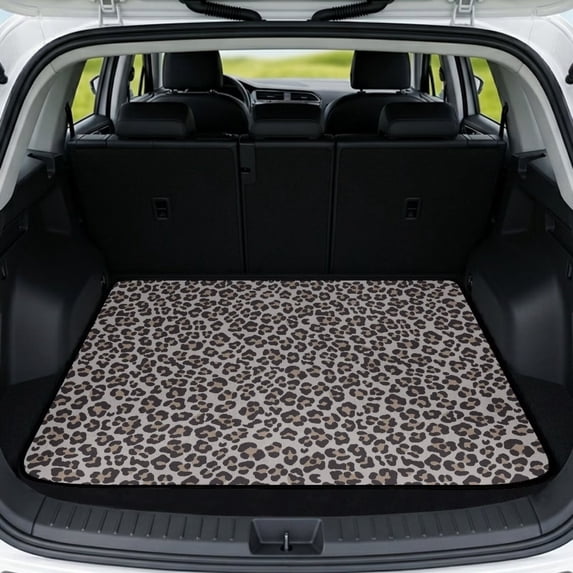 Yspwyqan Universal Car Trunk Mat 29" x 39", Grey Leopard Print All Weather Trunk Protection Cargo Liner, Non-Slip Easy to Clean Auto Interior Accessory for Driving