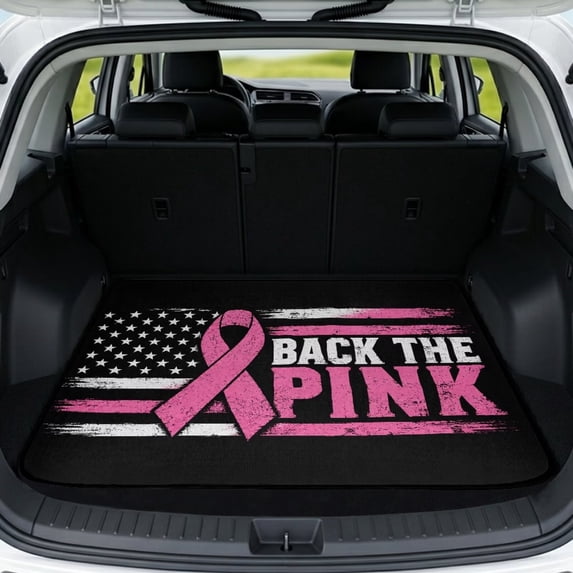 Yspwyqan Universal Car Trunk Mat 29" x 39", Grip-Backed Season-Resistant Cargo Liner, Back the Pink Flag Decorative Auto Interior Accessory for Most Sedan SUV Wagon for Daily Use