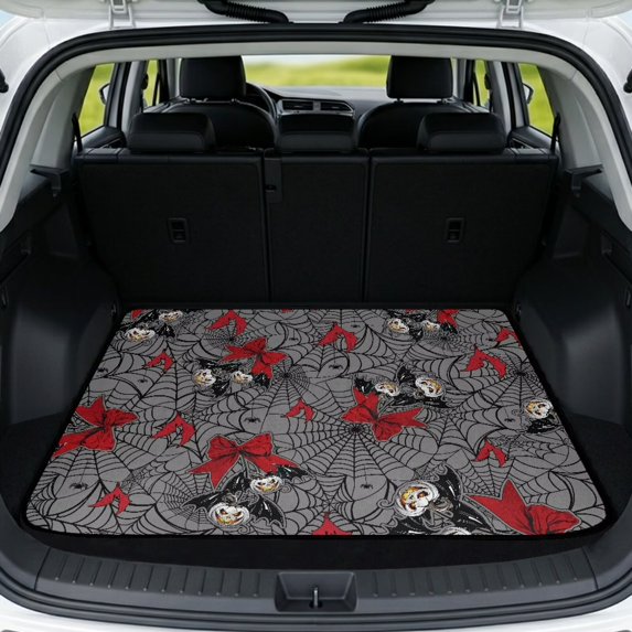 Yspwyqan Universal Car Trunk Mat 29" x 39", Spider Web Bow Skid Resistant Season Adaptive Cargo Protection Mat, Easy to Clean Auto Interior Accessory Fits Most Sedans SUVs