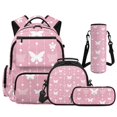 thumbnail image 1 of Yspwyqan White Butterfly Backpack Set for Girls, 4 Piece School Backpack with Lunch Box Pencil Case, 17 Inch Fashionable Bookbag with Front Pocket Fits 15.6 Laptop for High School, 1 of 7