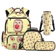 thumbnail image 1 of Yspwyqan Yellow Hedgehog Apple Set of 4 Backpack Set with Lunch Box Pencil Case Water Bottle, Multi-Pocket Lightweight School Bags Fits 15.6 Laptop for Elementary Middle School, 1 of 7