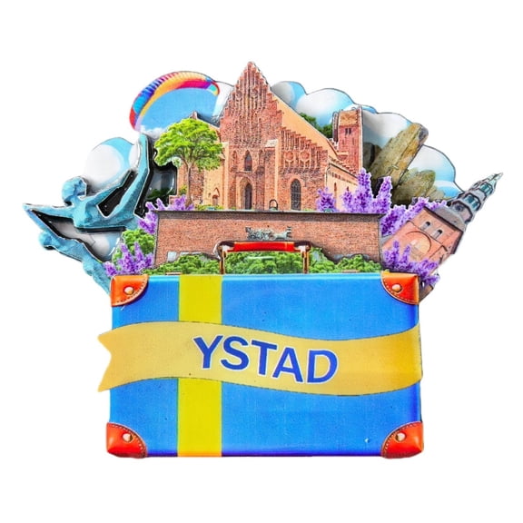 Ystad Sweden 3D Fridge Magnet Souvenir Gift,Wood Handmade Ystad Refrigerator Magnet Home Decoration Collection