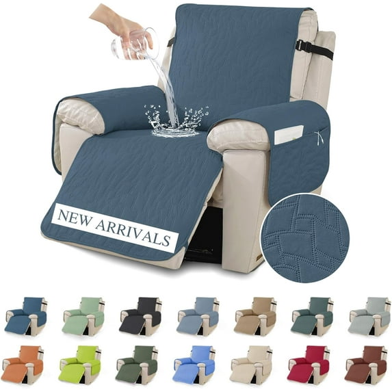 Ystyle 100% Waterproof Recliner Chair Cover Stretch Couch Cover for Recliner Chair Washable Slipcover Furniture Protector for Dogs,Pet Cats,Berlin Blue