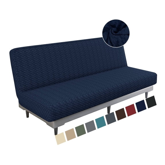 XYMHUN Armless Futon Cover Stretch Futon Slipcovers with Elastic Bottom Navy