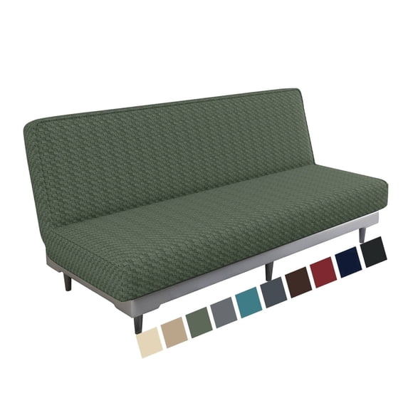 XYMHUN Armless Futon Cover Stretch Futon Slipcovers with Elastic Bottom Khaki