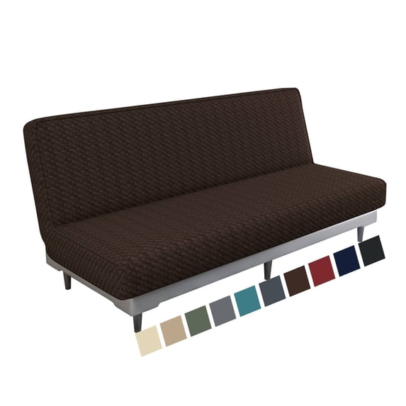 XYMHUN Armless Futon Cover Stretch Futon Slipcovers with Elastic Bottom Dark Coffee