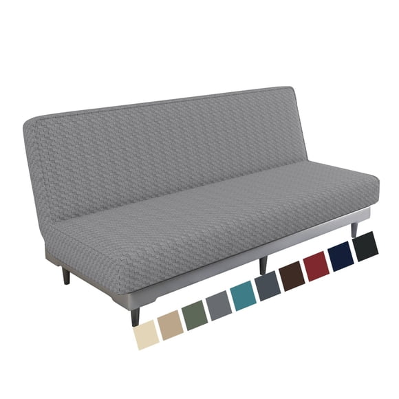 XYMHUN Armless Futon Cover Stretch Futon Slipcovers with Elastic Bottom Light Gray