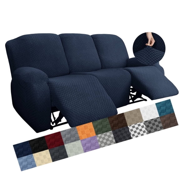 XYMHUN Recliner Chair Covers Stretch 3-Seater Recliner Slipcover with Side Pockets,Navy