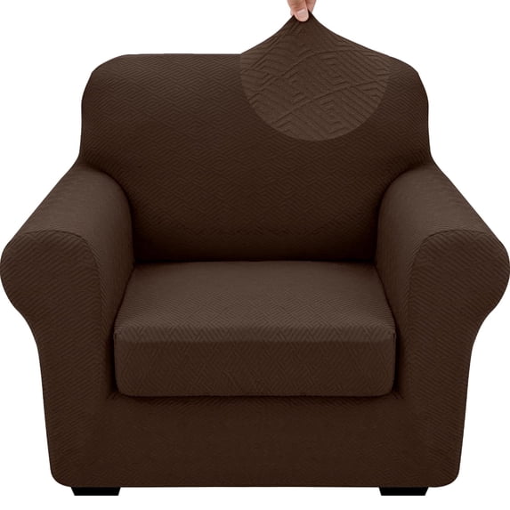 XYMHUN 2-Piece Armchair Sofa Cover Stretch Couch Cover Washable Sofa Slipcover Furniture Protector with 1 Cushion Cover,Coffee