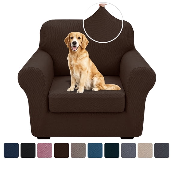 XYMHUN 2-Piece Armchair Sofa Cover Stretch Couch Cover Washable Sofa Slipcover Furniture Protector with 1 Cushion Cover,Coffee