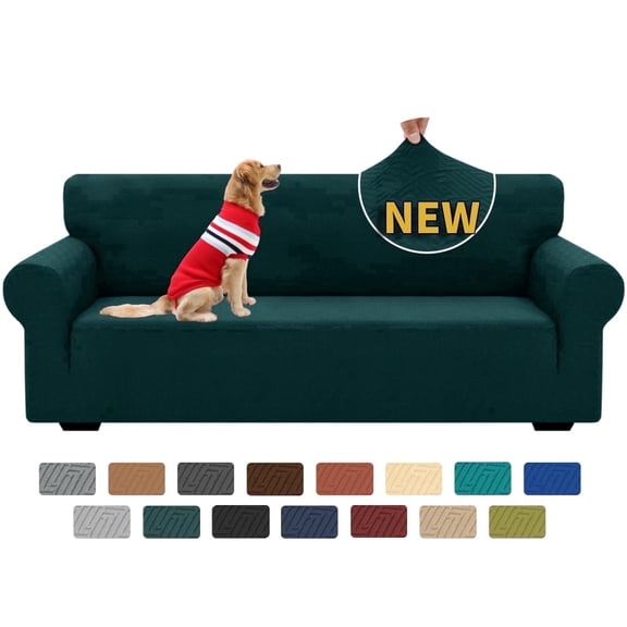 XYMHUN 1-Piece Sofa Cover Stretch Couch Cover Washable Sofa Slipcover Furniture Protector for 3 Cushion Sofa,Dark Green
