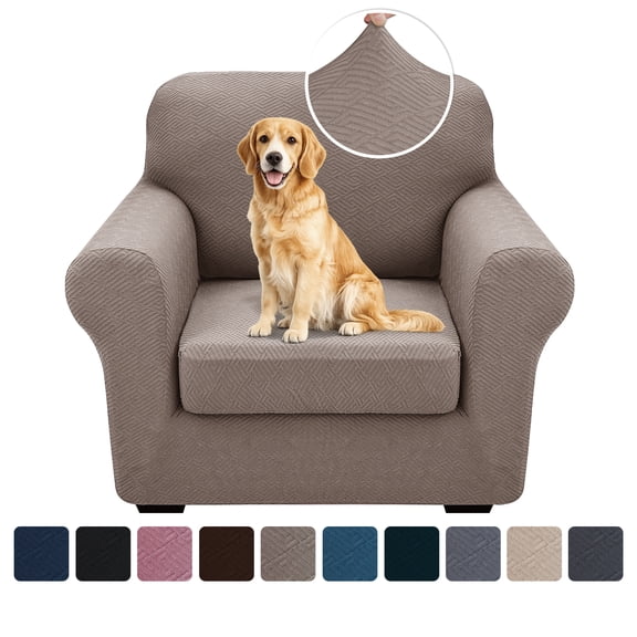 XYMHUN 2-Piece Armchair Sofa Cover Stretch Couch Cover Washable Sofa Slipcover Furniture Protector with 1 Cushion Cover,Khaki
