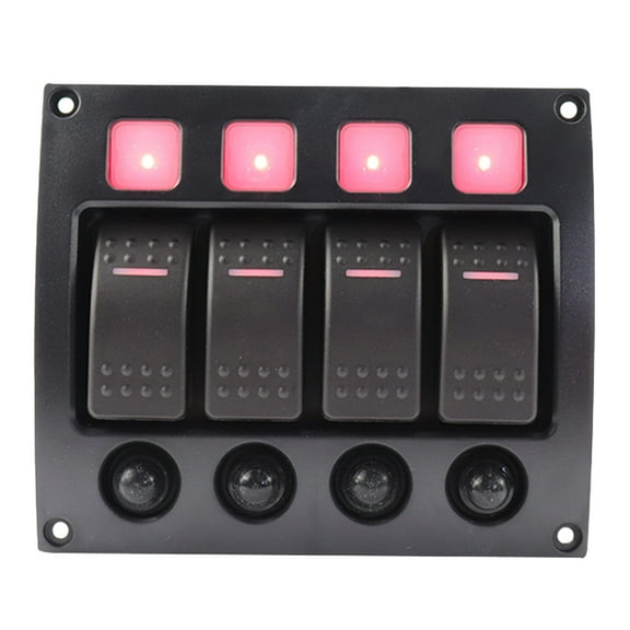 Ysyqkn 1 Piece Switchboard 4 Gear Red LED Rocker Switch Panel Switching Capacity: 20A @