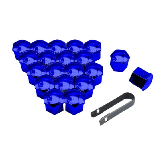Ysyqkn 20x Generic Car Wheel Lug Nut Covers Blue Remover Clip Protection Caps Universal 19mm