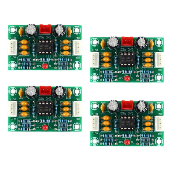 Ysyqkn 4pcs NE5532 OP AMP Preamp Pre-amplifier Module DC 12-30V Stereo Wide Voltage