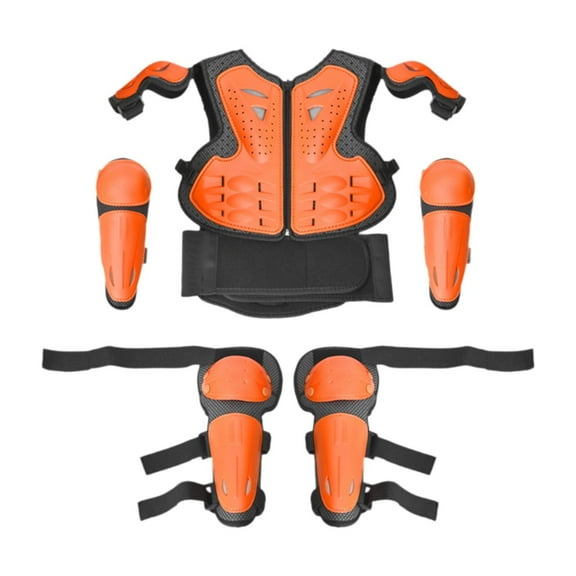 Ysyqkn Kids Motorcycle Armor Chest Protector Armour Vest Breathable Knee Eblow Pads for Orange