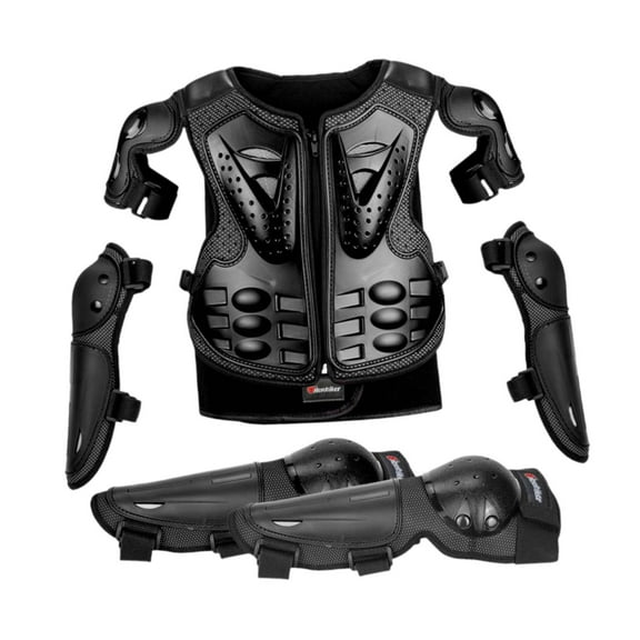Ysyqkn Kids Motorcycle Guard Suit with Elbow Knee Pads Children Full Protection Chest Black