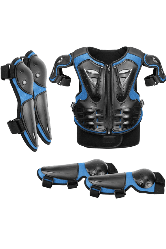 Kids Motorcycle Guard Suit with Elbow Knee Pads Children Full Protection Chest Blue