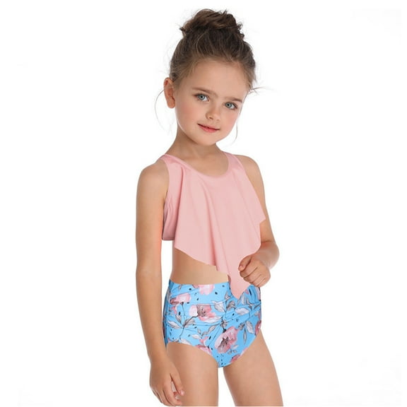 Ytdscs 2-12T Girls Swimsuits for Toddler Baby One-Piece Bathing Suits Double Fly Trim Kids Sport Bikini Kids Summer Beach Girls Swimwear for 2-10 Years Old