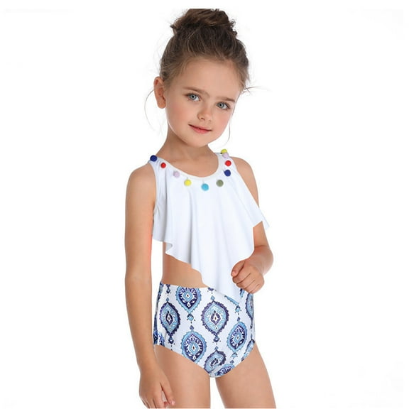 Ytdscs 2-12T Girls Swimsuits for Toddler Baby One-Piece Bathing Suits Double Fly Trim Kids Sport Bikini Kids Summer Beach Girls Swimwear for 2-10 Years Old