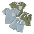thumbnail image 1 of Ytdscs 2PCS Newborn Girls Boys Shorts Sleeve Shirt Sets for Baby Pullover T-Shirt Tops+ Lace-Up Shorts Outfit Spring Summer Casual Clothing for 0-3 Years, 1 of 8