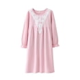 thumbnail image 1 of Ytdscs 5-13T Girls Nightgown Kids Teen Cotton Lace Sleepwear Dress Spring Fall Solid Color Pajamas Toddler Crewneck Nightdress Loose Robe Loungewear for Girls, 1 of 6