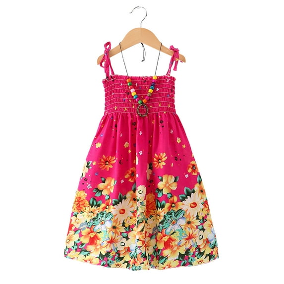 Ytdscs Kids Baby Girls Hawaiian Dresses Sleeveless Beach Sundress Toddler Summer Sling Girls Dresses 1-10 Years Old