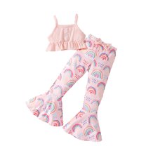 Ytdscs Kids Toddler Baby Girls Summer Outfits Baby Halter Printed Tank Tops with Flare Pants 2PCS Clothes Set 2-7 Years
