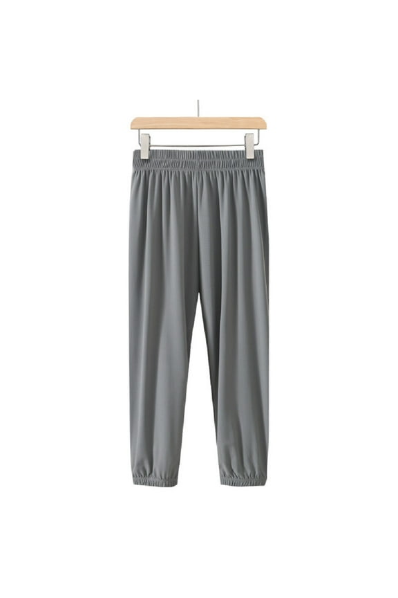 Kids Toddler Jogger Pants for Boys Girls Breathable Quick Dry Ice Silk Pants Unisex Loose Anti-Mosquito Sweatpants Elastic Waist Unisex Trousers for Summer 5-15T