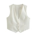 thumbnail image 1 of Chenyin Womens Casual Button Vest Tops Summer Slim Sleeveless Jacket Women's Fully Lined V Neck Light Waistcoat S-L, 1 of 9