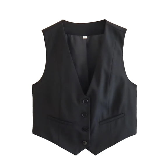 Chenyin Womens Casual Button Vest Tops Summer Slim Sleeveless Jacket Women's Fully Lined V Neck Light Waistcoat S-L