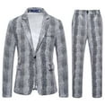thumbnail image 1 of Yteetum 2PC Men's Tuxedo Suits Turndown Collar Single Breasted Button Printed Dress Suit Set Mens Oversized Lapel Slim Fits Print Blazer Jacket and Pant 2 Piece Set Wedding Performance Prom Dress Set, 1 of 8