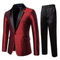 thumbnail image 1 of Yteetum 2PC Men's Tuxedo Suits Turndown Collar Single Breasted Button Printed Dress Suit Set Mens Oversized Lapel Slim Fits Print Blazer Jacket and Pant 2 Piece Set Wedding Performance Prom Dress Set, 1 of 8