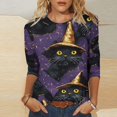 thumbnail image 1 of Yteetum 3/4 Length Sleeve Womens Tops Halloween Print Oversize Crew Neck T-Shirt Top Ladies Casual Halloween Graphic Round Neck Loose Fits Plus Size Three Quarter Sleeve Shirt Fall Winter Base Layers, 1 of 1