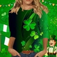 thumbnail image 1 of Yteetum 3/4 Length Sleeve Womens Tops Oversized Crewneck St Patricks Day Shamrocks Graphic Print T Shirt Womens Casual Plus Size Round Neck Loose Irish Festivities Three Quarter Sleeve Shirt, 1 of 6